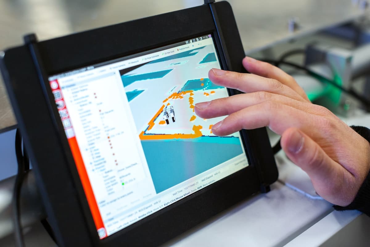 Engineer using tablet for AI-powered safety inspection